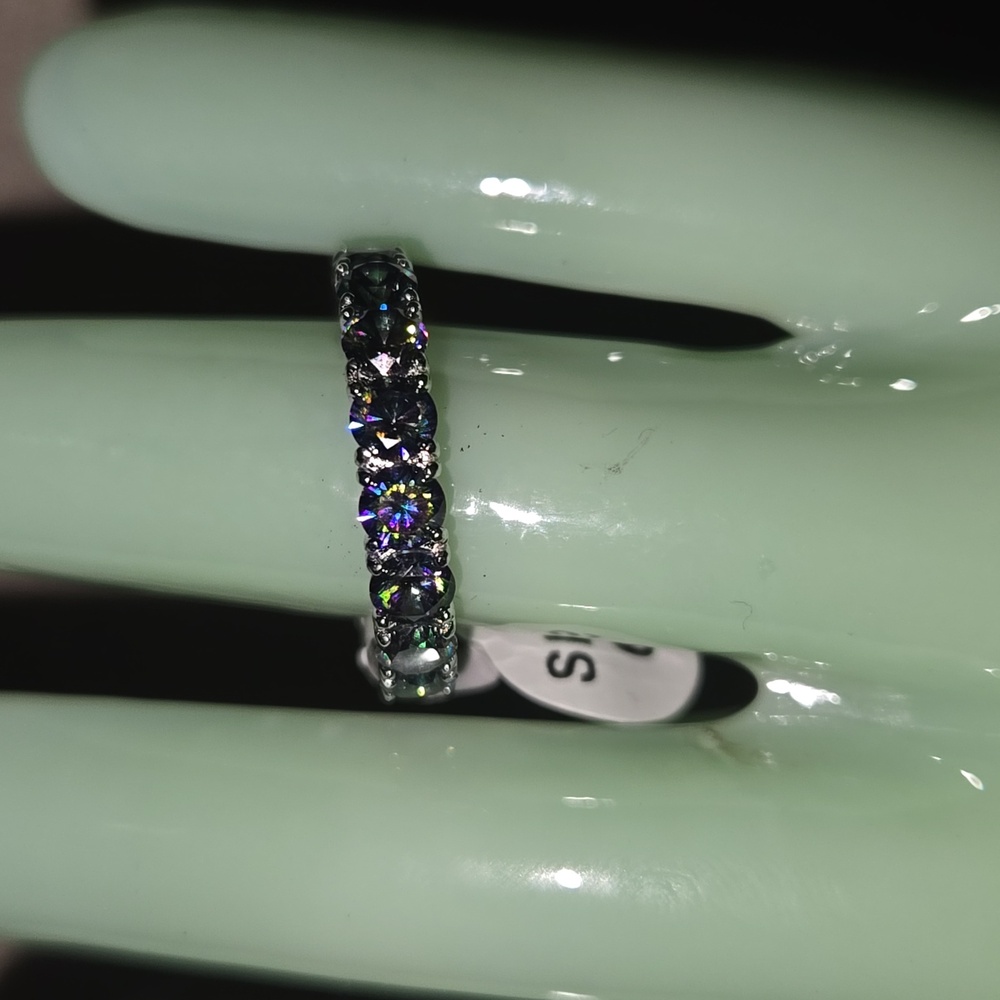Mystic Topaz Eternity 925 Sterling Silver Ring